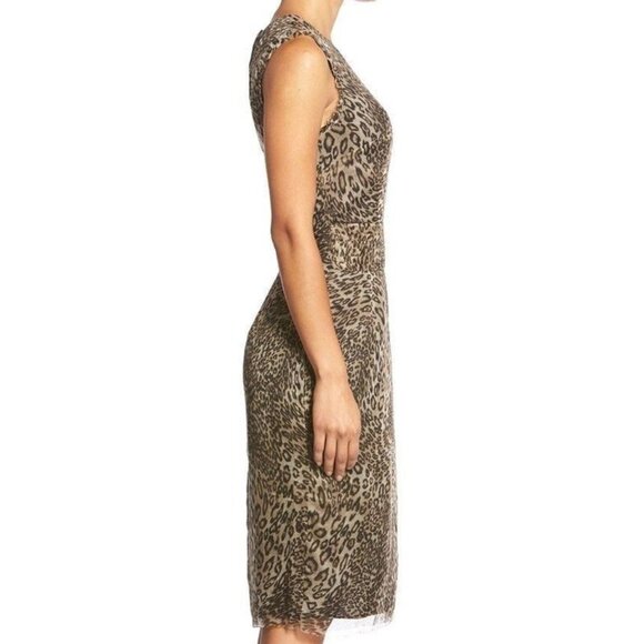 Pink Tartan leopard print zip back midi cocktail dress - Picture 6 of 6